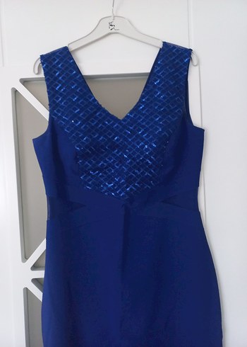 Klasik Lacivert Uzun Abiye Elbise - Görsel 3