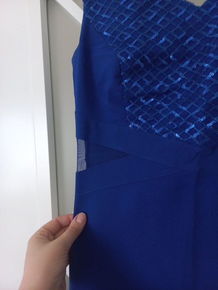 Klasik Lacivert Uzun Abiye Elbise - Görsel 4