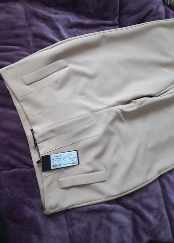 Bej Kadın Midi Kumaş Pantolon - Görsel 3