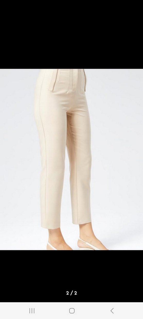 Bej Kadın Midi Kumaş Pantolon - Görsel 2