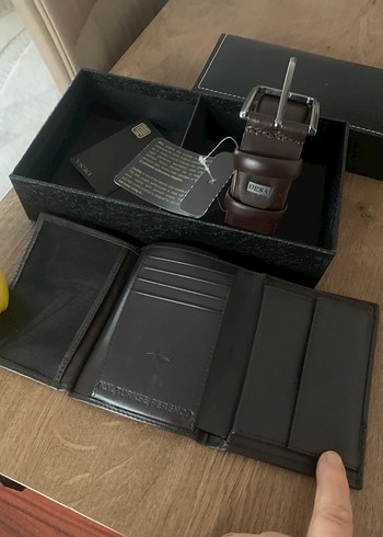 DESA Erkek Kahverengi Deri Cüzdan ve Kemer Seti - Görsel 2