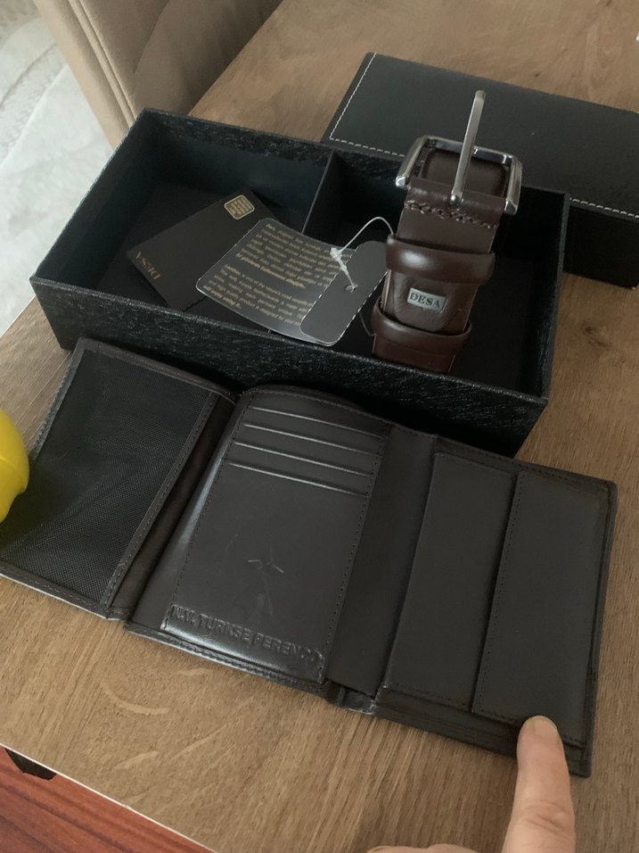 DESA Erkek Kahverengi Deri Cüzdan ve Kemer Seti - Görsel 2