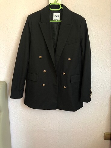 Zara Kruvaze Sarı Düğmeli Blazer Ceket