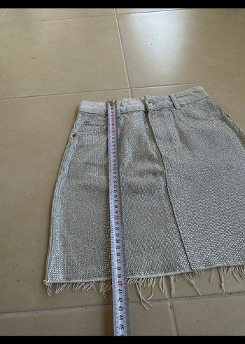 xs Beden Gri Denim Midi Mini Etek