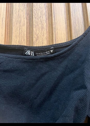 Zara Tek Kollu Drapeli Siyah Mini Bluz M beden - Görsel 2