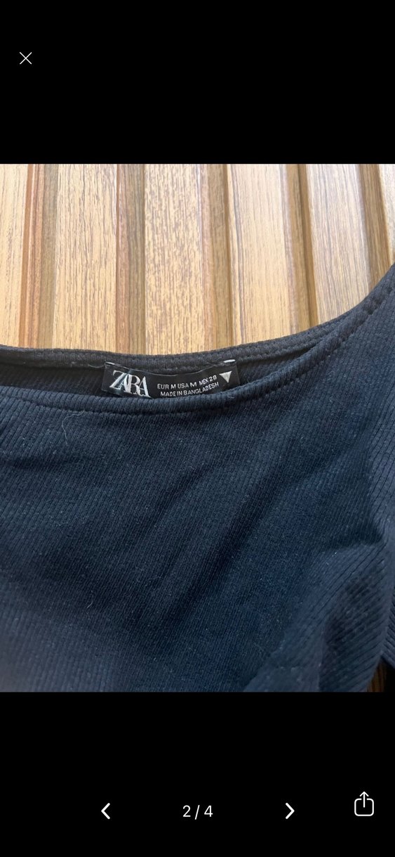 Zara Tek Kollu Drapeli Siyah Mini Bluz M beden - Görsel 2