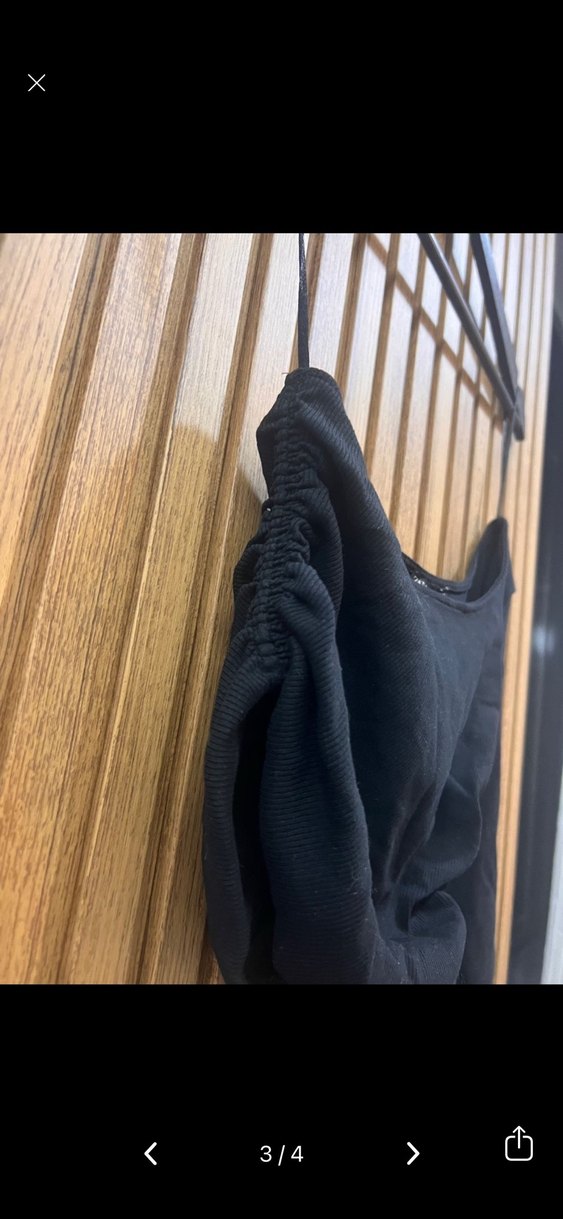 Zara Tek Kollu Drapeli Siyah Mini Bluz M beden - Görsel 3