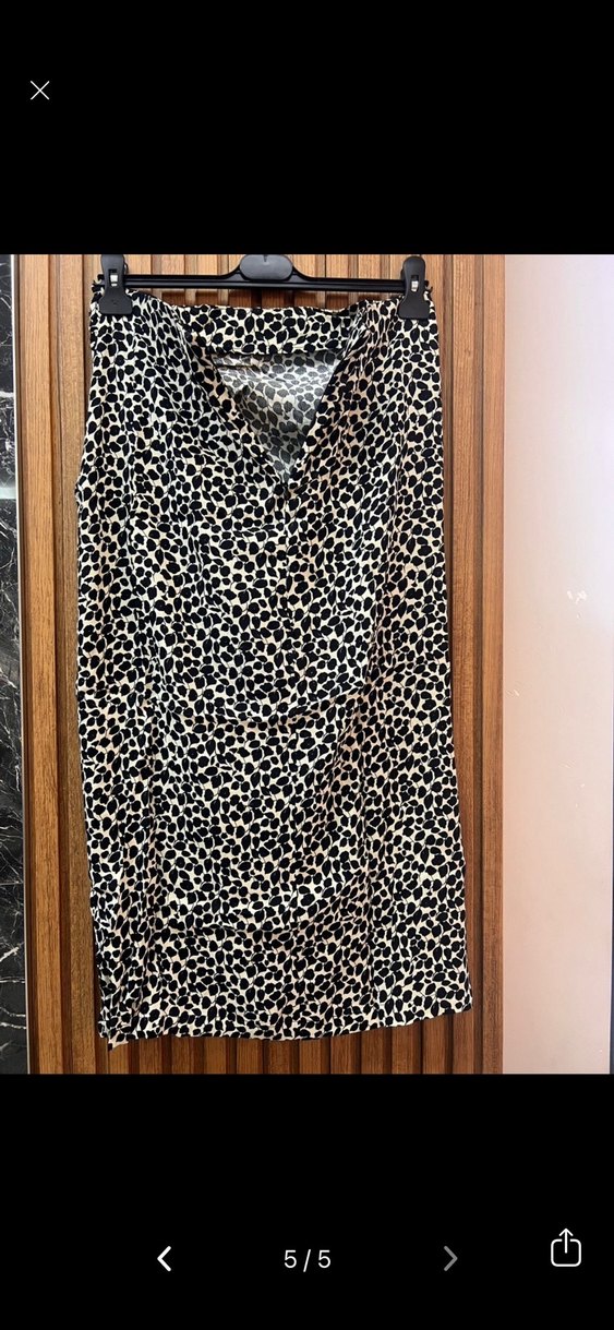 Mango - Çiçek Desenli yırtmaçlı midi etek M beden - Görsel 4