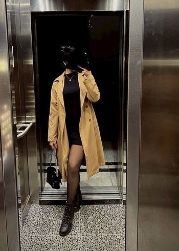 Stradivarius Camel Renk Salaş Midi Trençkot M beden - Görsel 2