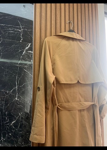 Stradivarius Camel Renk Salaş Midi Trençkot M beden - Görsel 5
