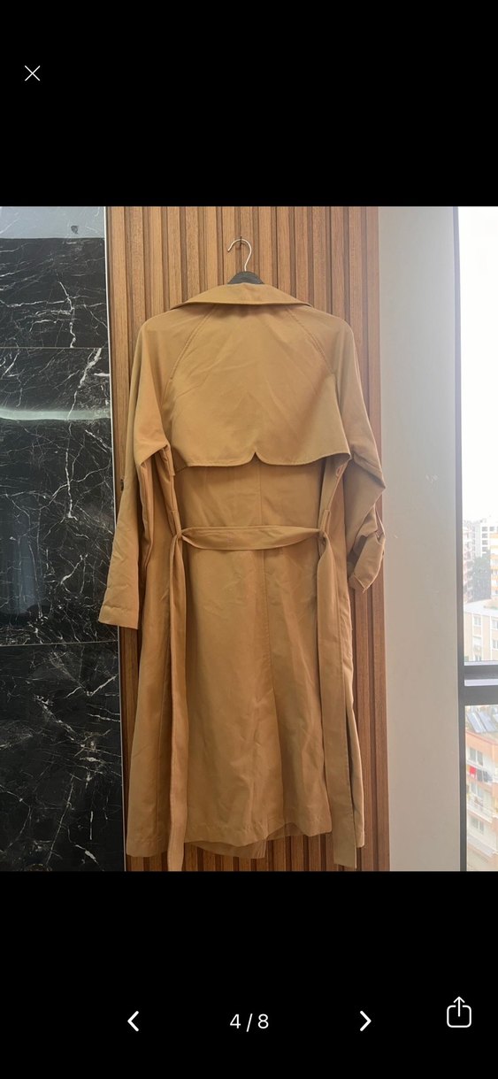 Stradivarius Camel Renk Salaş Midi Trençkot M beden - Görsel 4