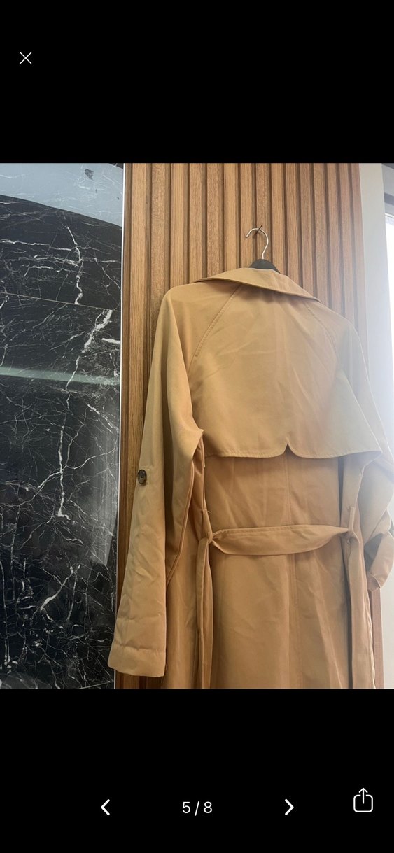 Stradivarius Camel Renk Salaş Midi Trençkot M beden - Görsel 5