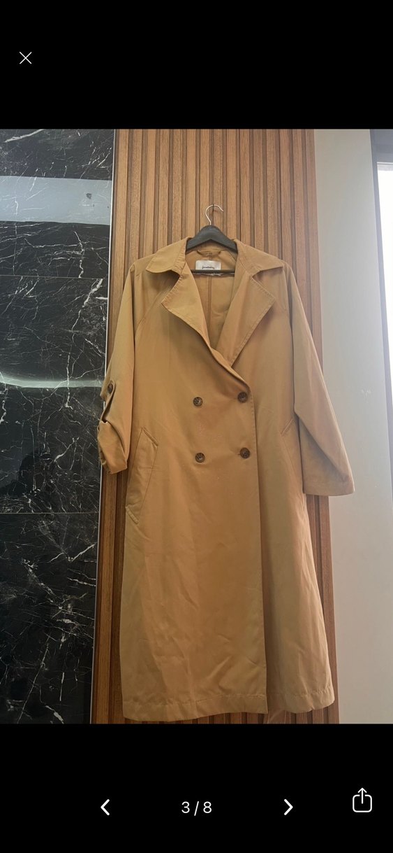 Stradivarius Camel Renk Salaş Midi Trençkot M beden - Görsel 3