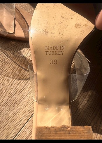 Bambi Bej Şeffaf Bantlı Kadın Topuklu Terlik 39 - Görsel 2