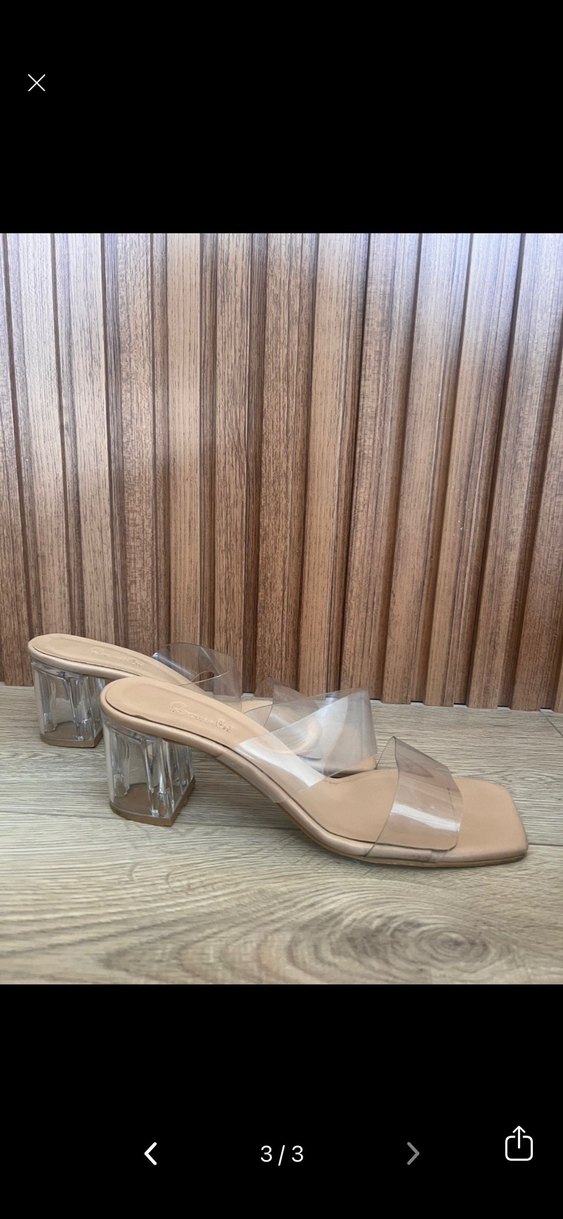 Bambi Bej Şeffaf Bantlı Kadın Topuklu Terlik 39 - Görsel 3