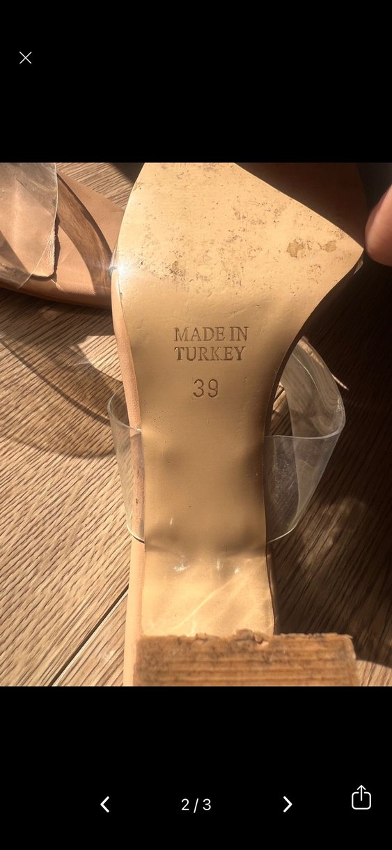 Bambi Bej Şeffaf Bantlı Kadın Topuklu Terlik 39 - Görsel 2