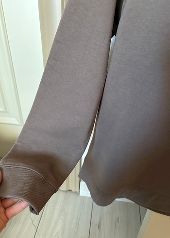 m Beden kahverengi Renk Kadın Pamuklu Bisiklet Yaka Sweatshirt