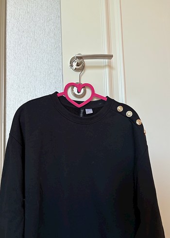 m Beden siyah Renk Düğmeli Siyah Kadın Sweatshirt