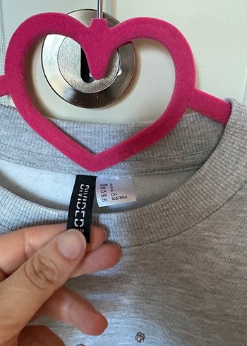 m Beden gri Renk Kadın Gri Pamuklu Triko Sweatshirt