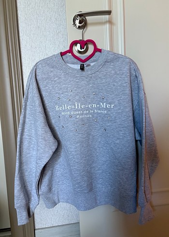 Kadın Gri Pamuklu Triko Sweatshirt