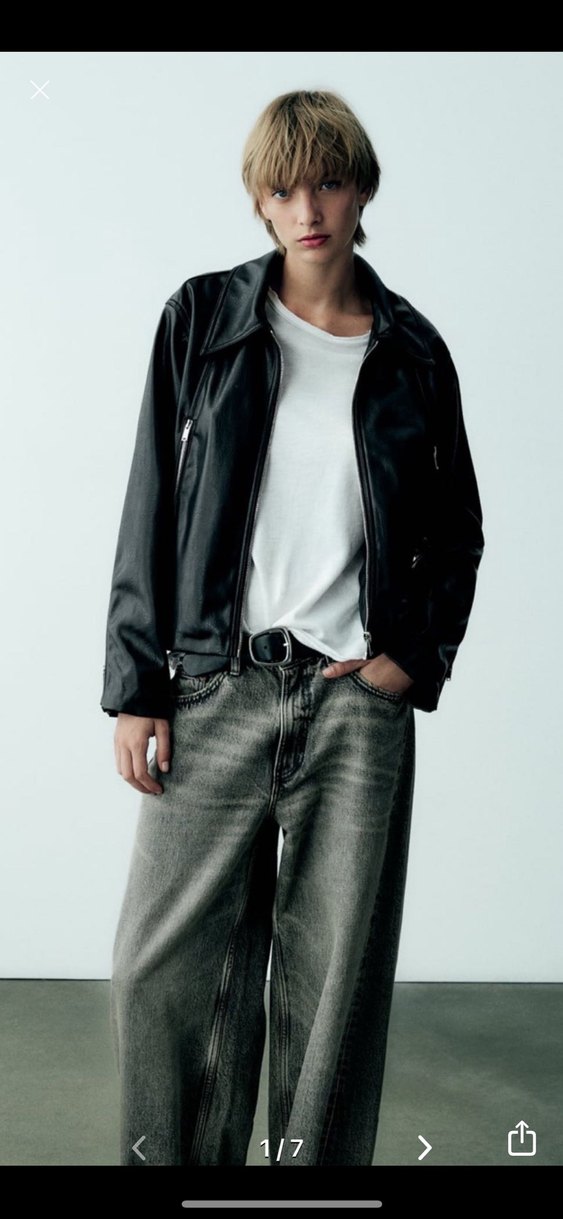 Siyah Deri Biker Ceket - Görsel 2