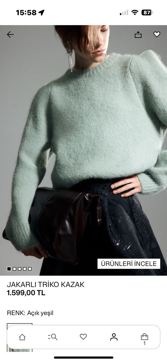 Jakarlı Triko Kadın Kazak - Görsel 3