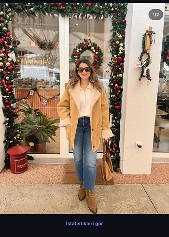 Bej Süet Kadın Kürklü Ceket - Görsel 4