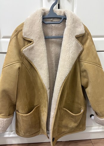 Bej Süet Kadın Kürklü Ceket - Görsel 5