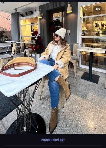 Bej Süet Kadın Kürklü Ceket - Görsel 3