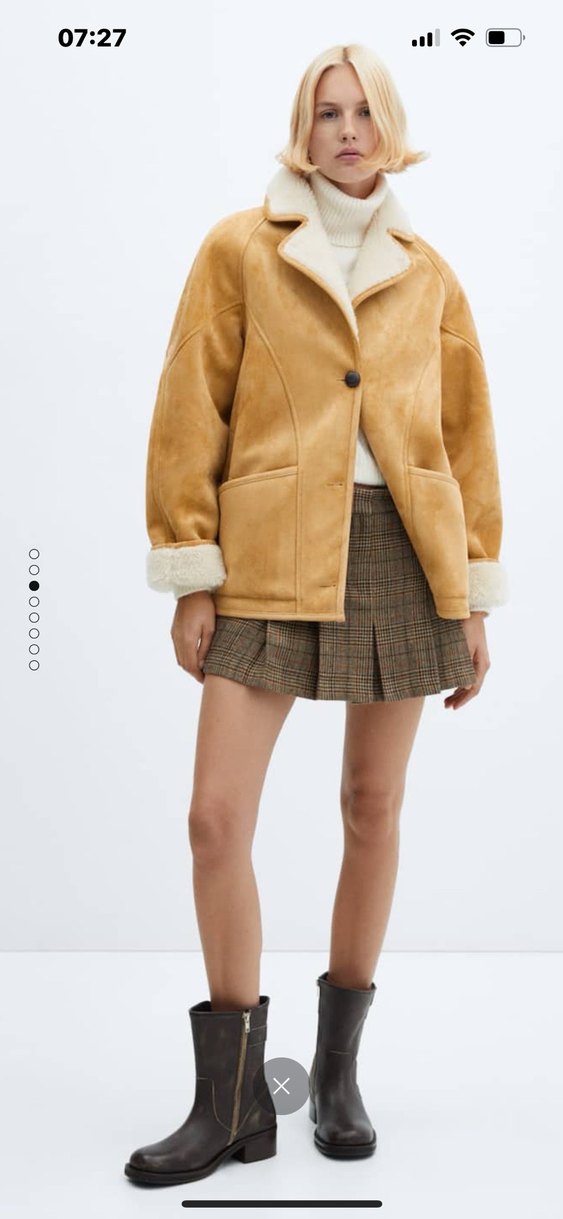 Bej Süet Kadın Kürklü Ceket - Görsel 2