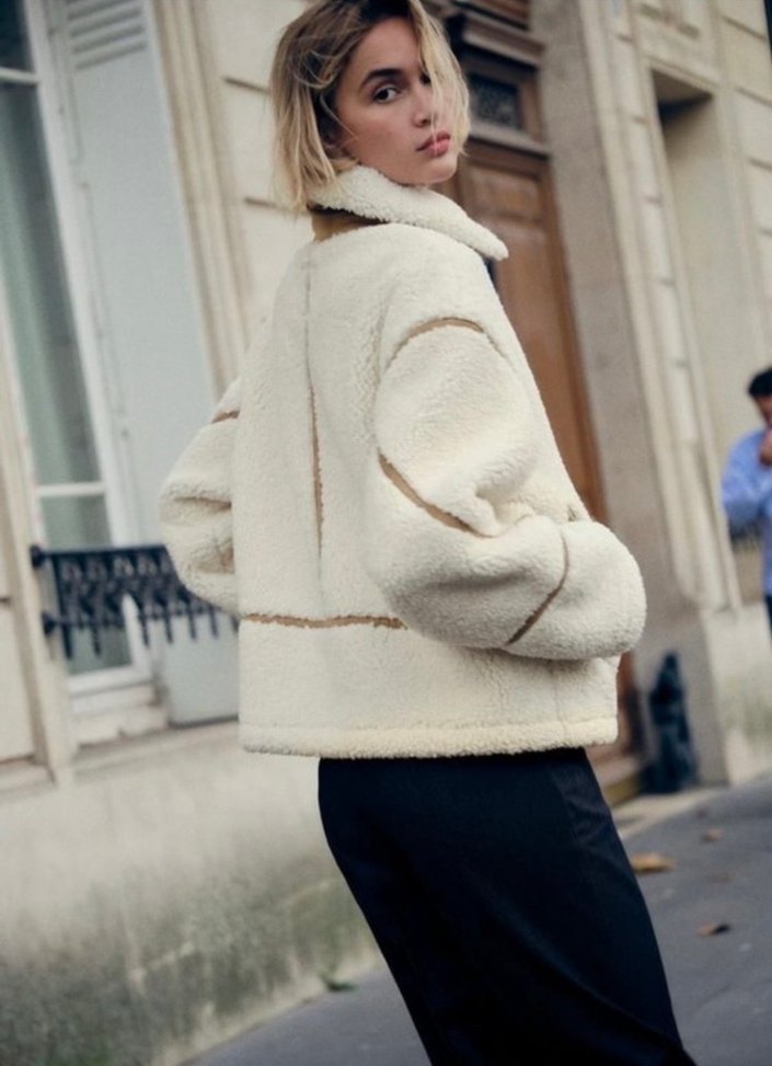 Beyaz Peluş Kadın Ceket - Görsel 2