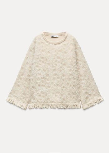 Peluş Detaylı Beyaz Boğazlı Kadın Kazak - Görsel 7