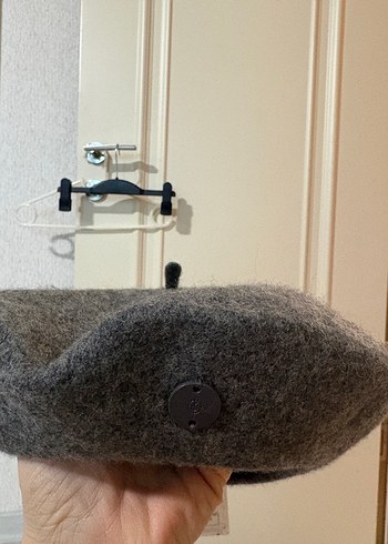 Gri Yün Kadın Şapka Velcro Detaylı - Görsel 3