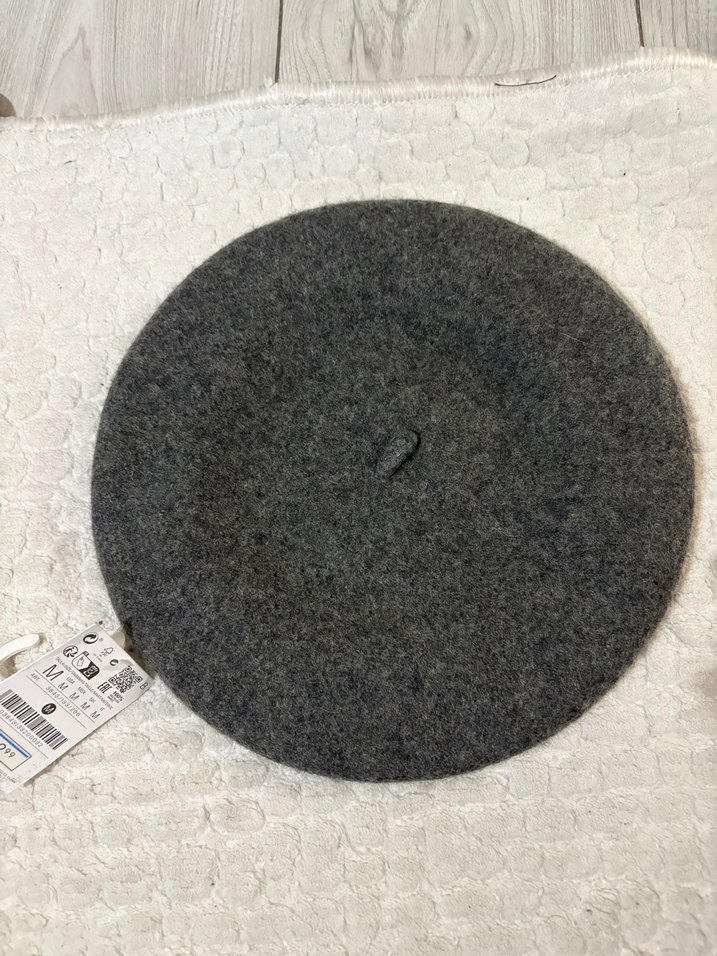 Gri Yün Kadın Şapka Velcro Detaylı - Görsel 2