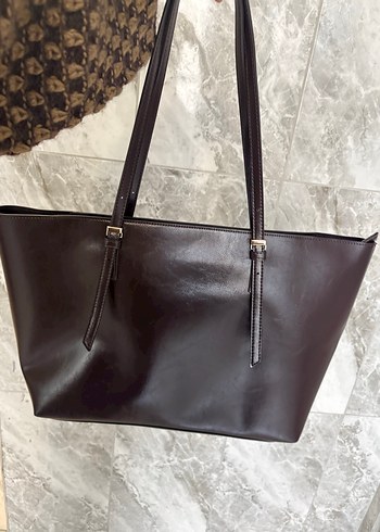 Kahverengi Deri Kadın Omuz Çantası - Görsel 3