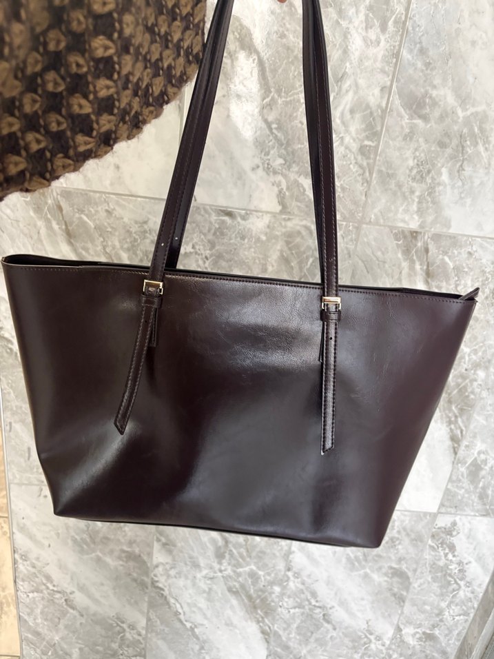 Kahverengi Deri Kadın Omuz Çantası - Görsel 3