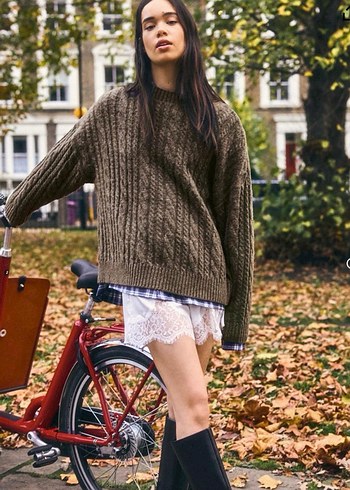 Kadın Bej Triko Yün Kazak - Görsel 2