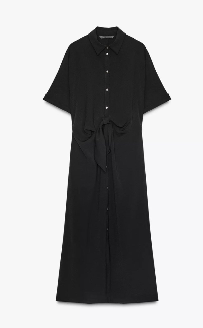 Siyah  V Yaka Uzun Elbise - Görsel 3