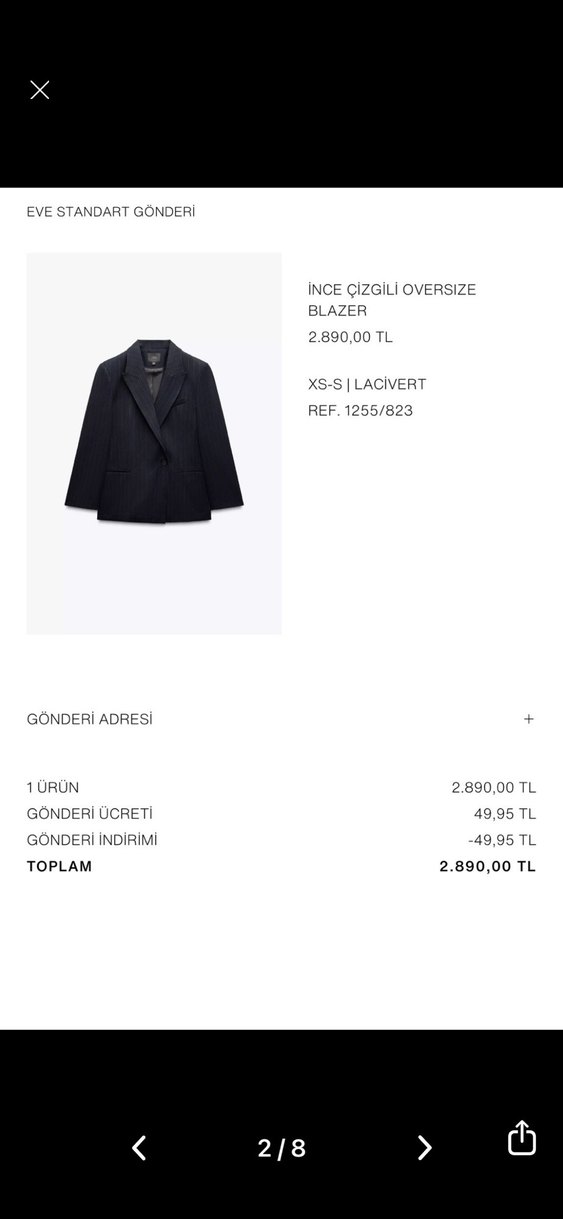 Kadın ç Çizgili Düğmeli Blazer Ceket - Görsel 5