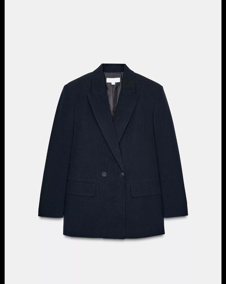 Kadın ç Çizgili Düğmeli Blazer Ceket - Görsel 3