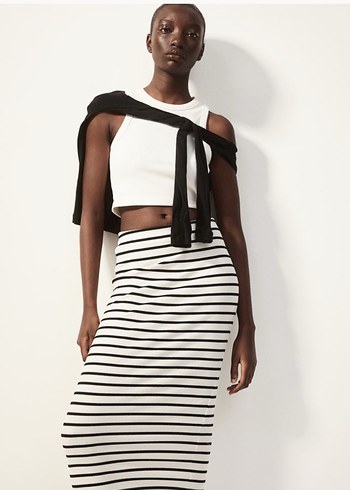 Çizgili Midi Etek - Görsel 8