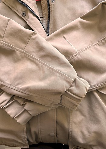 Haki mavi marka oversize parka - Görsel 7