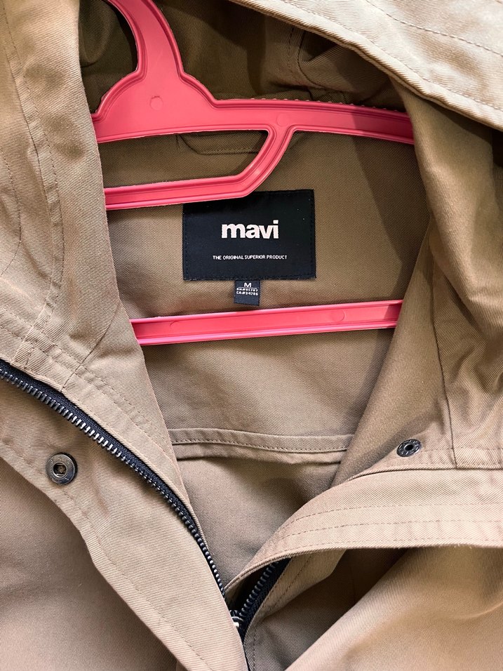 Haki mavi marka oversize parka - Görsel 5