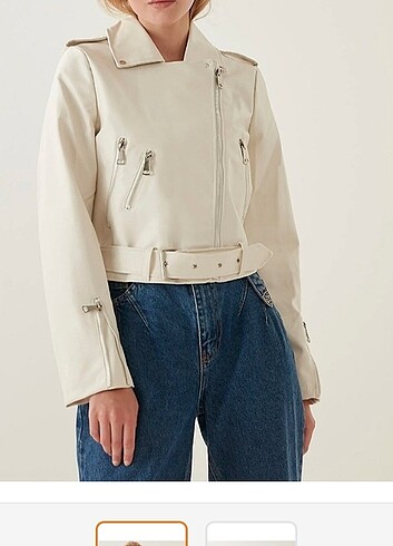 Zara Krem biker ceket
