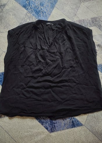 LC Waikiki V Yaka Siyah Keten Kadın Bluz
