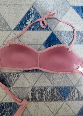 Pembe Drapeli İp Askılı Bikini Üstü - Görsel 2