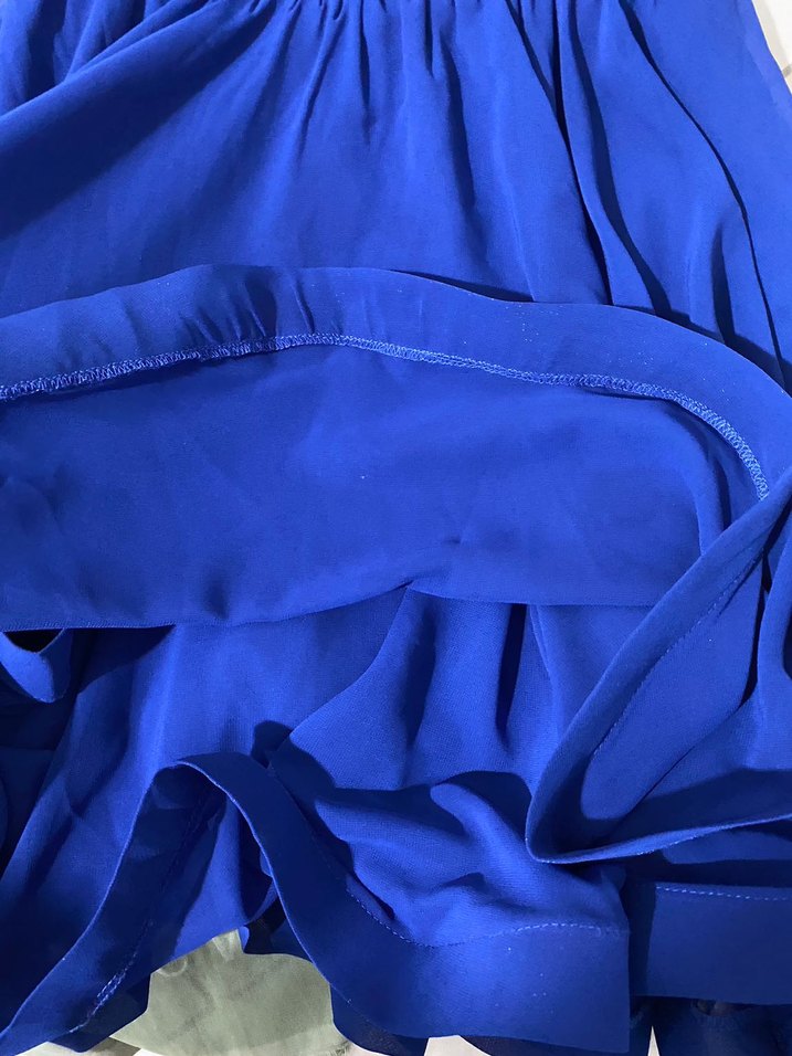 Mavi Mini V Yaka Abiye Elbise - Görsel 5