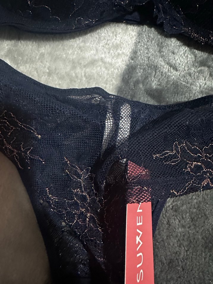 Lacivert Desenli Mini Gotik Sütyen Takımı - Görsel 2