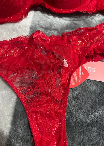 Koyu Kırmızı Vintage Dantelli Mini Sütyen - Görsel 2