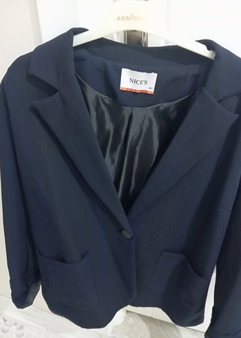 Düğmeli Koyu Mavi Kadın Blazer Ceket - Görsel 2